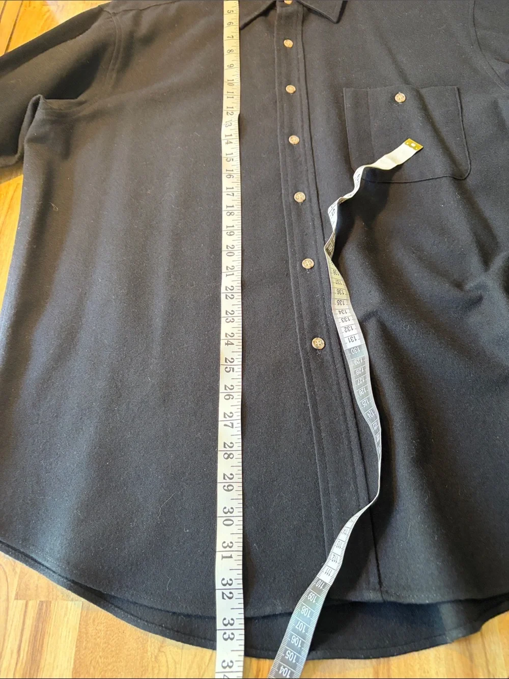 Pendleton Black Button-Down wool Shirt with Tan Elbow Patches - Picture 4 of 7